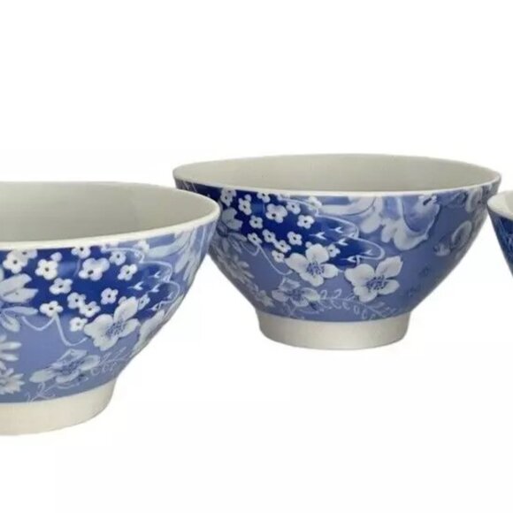 Beatrix Potter Peter Rabbit Set of Four 5.5" Blue Toile Porcelain Rice Bowls New - Picture 7 of 8